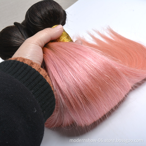 Ombre Brazilian Hair Weave 1B Pink, Human Hair Pink Weave Bundles, 1B Pink Human Hair Weave